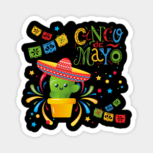 Cinco De Mayo Fun colorful celebration fifth may Mexican style cactus in Sombrero Magnet