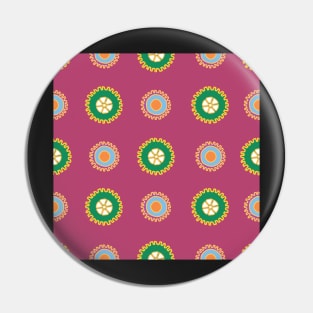 Colorful cogs gears pattern on purple background Pin