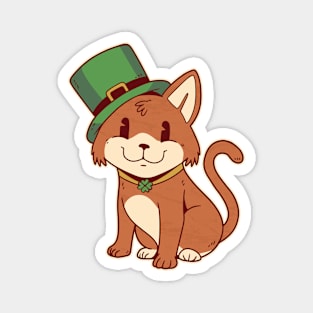 Ginger Cat with Leprechaun Hat Magnet