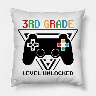 3rd Grade Level Unlocked First Day of School Video Gamer Pillow