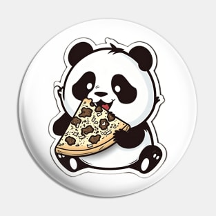 Cute Cartoon Panda Eating Pizza Funny Kawaii Pin