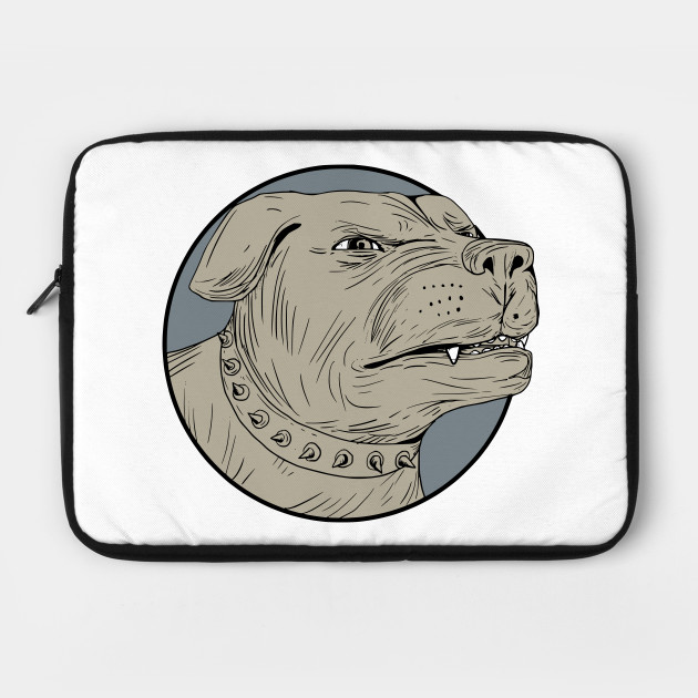 Rottweiler Guard Dog Head Aggressive Drawing Isolated Laptop