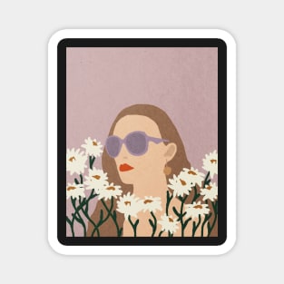 Girl and white flowers Magnet
