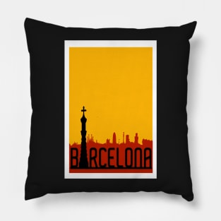 Barcelona, Spain, Travel Poster Pillow