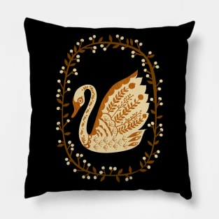 Folk Swan Wreath Pillow