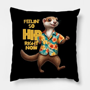 Funny animal weasel Hawaiian shirt feeling hip Pillow