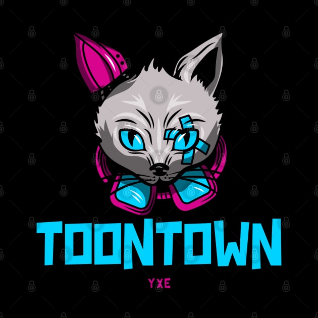 Cyberpunk Feline Fusion Town town YXE Logo Design by Stooned in Stoon