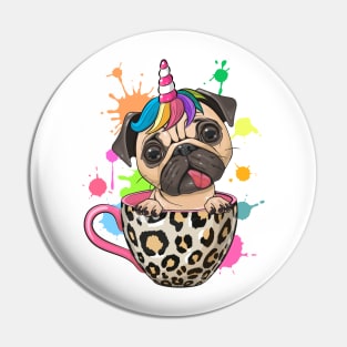 Cute Pug Dog in cup Pin