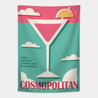 Cosmopolitan recipe, Cocktail, Retro 70s, Aesthetic art, Vintage poster, Exhibition poster, Mid century modern Tapestry