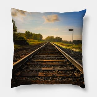 Sunrise Reflections: Finding Direction Along Life's Tracks V1 Pillow