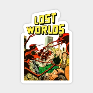 REVISTANGO #90 - Red Alien Invaders Storm the City in Lost Worlds Comic Scene Filled with Chaos Fear and Radiant Midcentury Color Retro Magnet