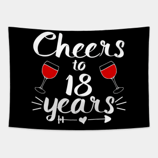 Cheers to 18 years Anniversary Gifts For Couple, Women and Men Tapestry