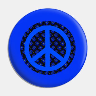 BLUE And Black Flower Power Peace Sign Pin