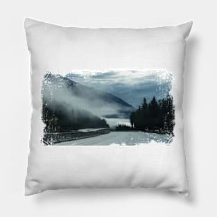 Foggy morning in the middle of Rocky Mountains Pillow