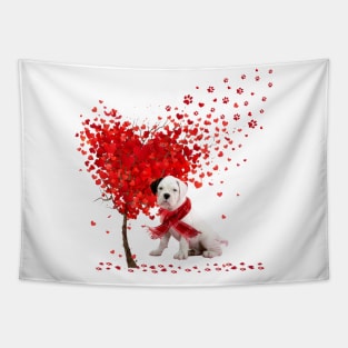 Happy Valentine's Day Heart Tree Love White Boxer Tapestry