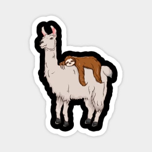 Cute & Funny Sloth Sleeping on Llama Friends Magnet