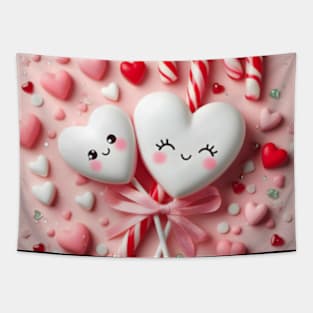 Cute Valentine's Day Hearts Candy Valentines Love Tapestry