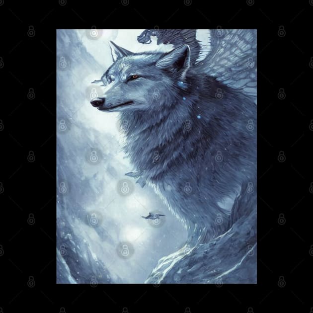 Blue Wolf With Wings Intricate by Roza Wolfwings