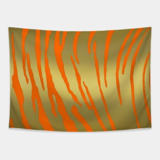 Gold Tiger Stripes Orange Tapestry