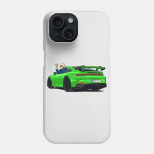 car 911 GT3 with skull man hands metal green light Phone Case