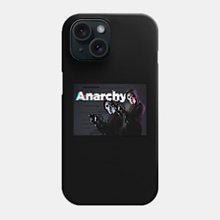 anarchy skull point the finger and glitch Phone Case