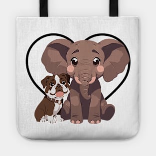 Elephant and Dog Friends Tote