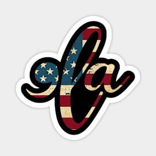 Retro Comma La US Flag Magnet