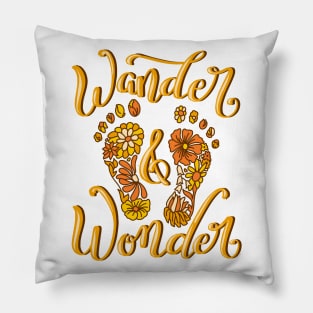 Wander and Wonder Boho Bare Foot Floral Walking Design Pillow