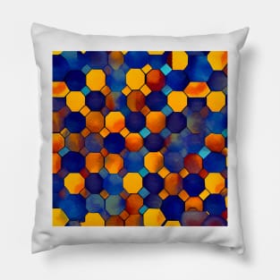 Blue and yellow hexagon pattern Pillow