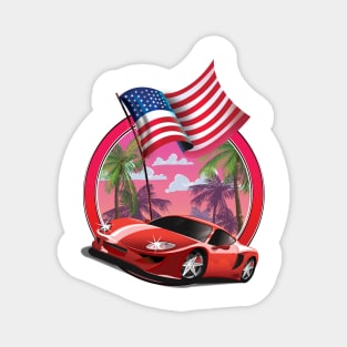 USA retro red sports car logo Magnet