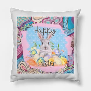 Easter Rabbit and Easter Eggs Pillow