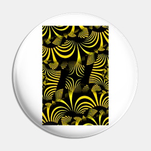 complex design fractal structure in black on a yellow background Pin