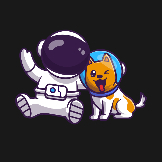 Cute Astronaut With Dog Astronaut Cartoon by Catalyst Labs