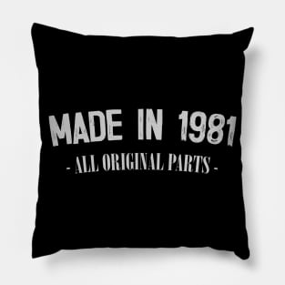 Made In 1981 - All Original Parts / Birthday Gift Design Pillow