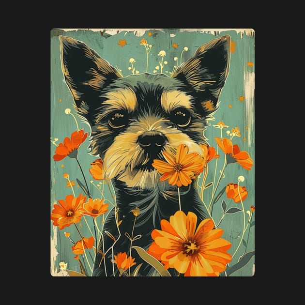 Yorkshire Terrier dog Flowers Photo Art Design For Dog Onwer by karishmamakeia