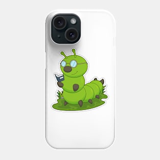 Caterpillar as Nerd with Glasses & Book Phone Case