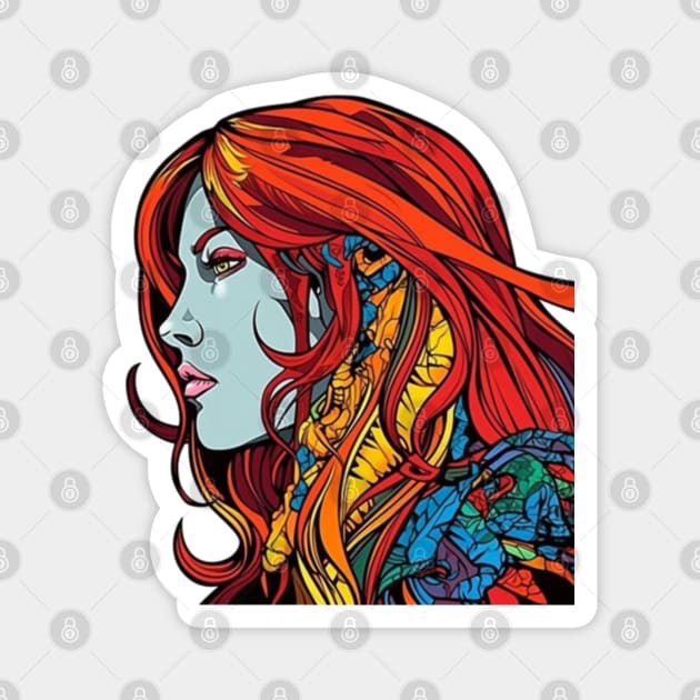 Red Sonja Profile Graffiti Streetwear Magnet by ForbiddenGeek