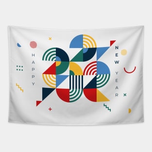 Happy New Year 2022 // Modern Geometric Design Tapestry