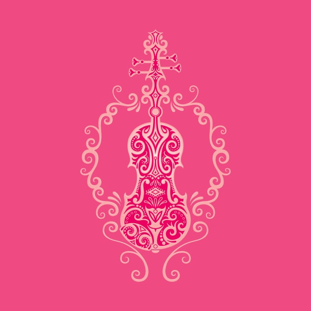 Intricate Pink Tribal Violin Design by jeffbartels