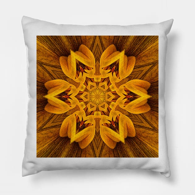 BLOOMİNG GOLD. Floral fantasy pattern and design Pillow by mister-john