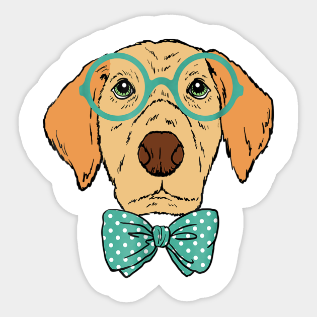 Smart Golden Retriever Wearing Glasses Golden Retriever Sticker Teepublic