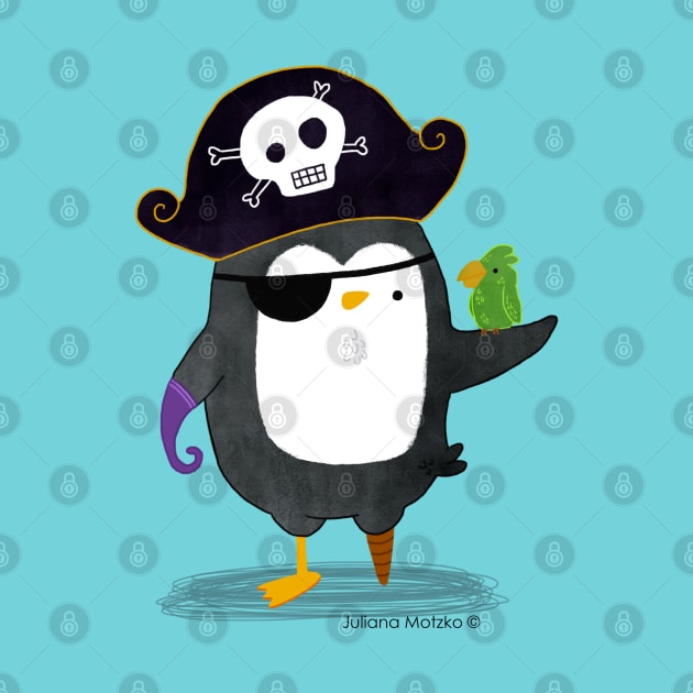 Pirate Penguin with a Parrot by thepenguinsfamily