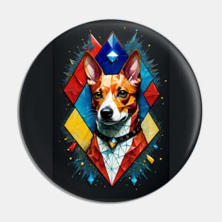 Basenji Close-Up in Triple Primary Colors Pin