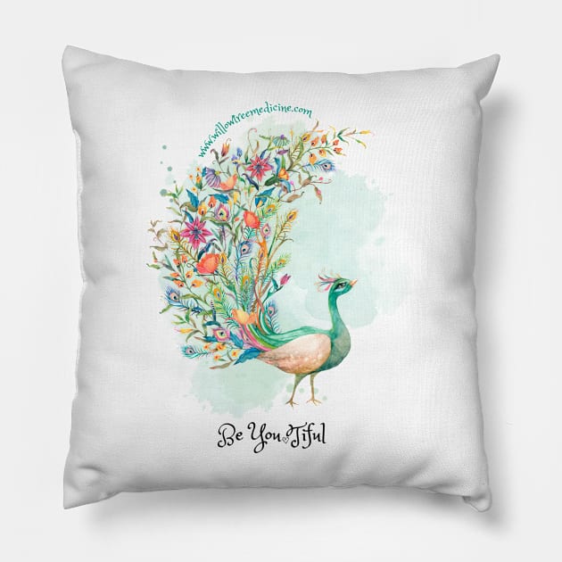 Be You Tiful Peacock Spirit Pillow by WillowTree Medicine