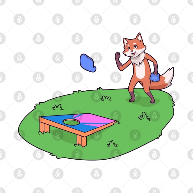 Fox playing cornhole by Modern Medieval Design