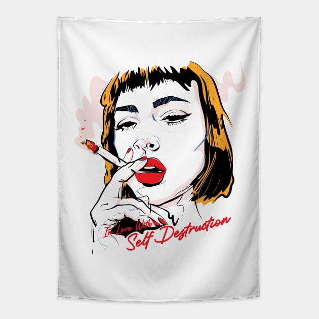 In Love with Self Destruction ( Pop Arts Vibes ) Tapestry by Wulfland Arts