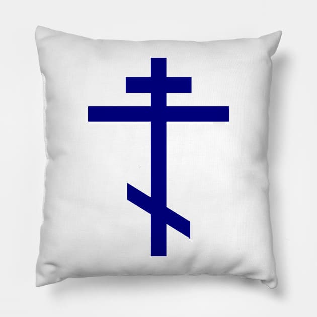 Orthodox Cross (Navy Blue) Pillow by PabloDeChenez