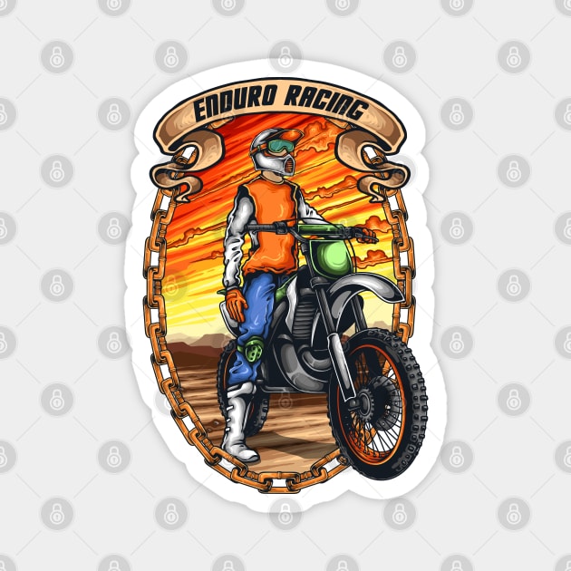 Motocross racer with helmet Magnet by Mako Design 