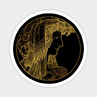 Art nouveau gold silhouette lady 7 Magnet