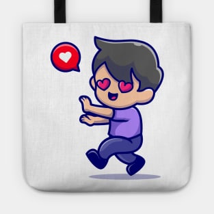 Cute Boy Falling In Love Cartoon Tote